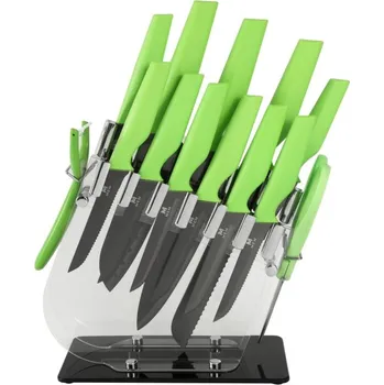 Kuchyňský nůž Gooda 14-dílná sada kuchyňských nožů zelená se stojanem