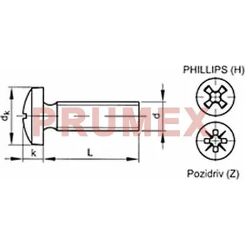 Šroub Šroub s drážkou Phillips DIN 7985 M4x20 nerez A2