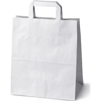 Nákupní taška Papírová taška Allbag 260x140x300 mm BÍLÁ s plochým uchem, 5 ks