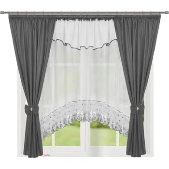 Fliying Dekorační sada záclon se závěsem L 595 šedá/bílá 400x160 cm