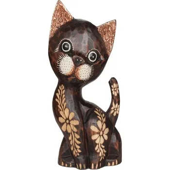 Soška Kočka dřevo 35 cm květinová
