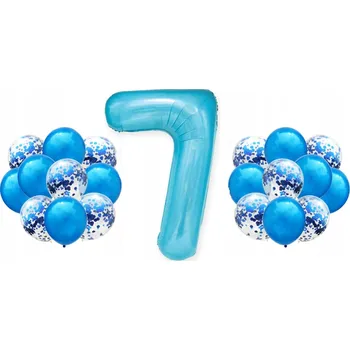 Balónek Sada MODRÁ na 7. NAROZENINY 100cm VELKÉ balónky