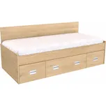 Jednolůžko NEMO Dekor: Dub sametový, Úchytky: zapuštěné úchytky, Zvýšené čelo: zvýšené 1 čelo (zadní)