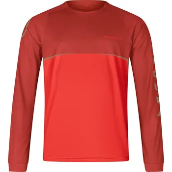 cyklistický dres Endura dres s dlouhým rukávem Core Printed L/S Tee Flame Red - vel. XXL r.25
