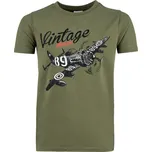 101 INC Dětské tričko Letadlo oliv 134/140