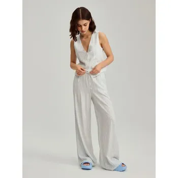 Dámské kalhoty Kalhoty s širokými nohavicemi - XS - House - proužky - 523DJ-ST1