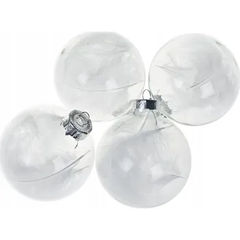 Vánoční dekorace Plastové vánoční Vánoční Baňky s bílým peřím. Sada vánočních vánoční baňky 6 Ks