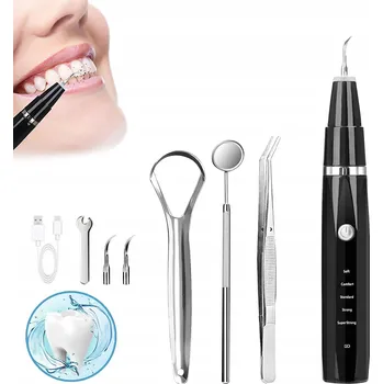 Elektrický zubní kartáček Ultrazvukový zubní skaler - 5 režimů pro odstranění zubního kamene černá