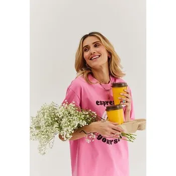 Pánské tričko NAOKO T-Shirt Espresso Yourself Růžová Regular Fit XXS_XS