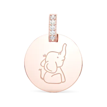 Přívěsek SOLUNA MEMORIES zlatý přívěsek s rytinou - MOTIV SLON VYBERTE VELIKOST DESTIČKY: Velká velikost 15 mm, VYBERTE BARVU ZLATA: ZLATO RŮŽOVÉ, VYBERTE SYMBOL: h) slon
