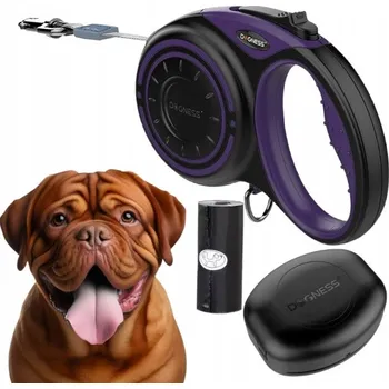 Vodítko pro psa VODÍTKO PRO PSA automatické NAVÍJECÍ PÁSKOVÉ + zásobník DOGNESS 5 m do 50 kg XL