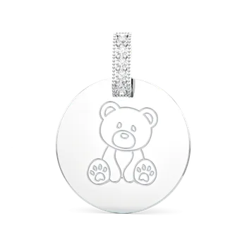 Přívěsek SOLUNA MEMORIES zlatý přívěsek s rytinou - MOTIV RODINA VYBERTE VELIKOST DESTIČKY: Střední velikost 13 mm, VYBERTE BARVU ZLATA: ZLATO BÍLÉ, VYBERTE SYMBOL: f) medvídek