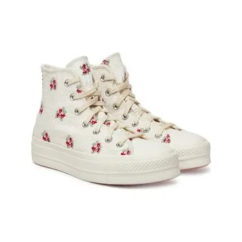 Dámská obuv Plátěnky Converse Chuck Taylor All Star Lift Platform Rose Cross Stitch A13659C Bílá 39