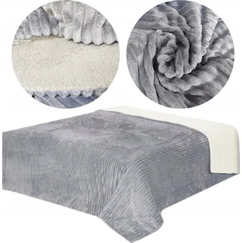 Přehoz na lůžko Přehoz na postel 200x220 cm OBOUSTRANNÝ z mikrovlákna s proužky CAPRI Šedá Krémová