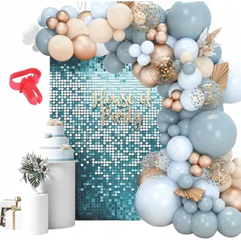 Obraz MODRÁ BALÓNKOVÁ GIRLANDA SVATBA BABY SHOWER, KŘEST, SVATEBNÍ HOSTINA 106 ks XXL