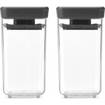 Dóza na potraviny BRABANTIA - Sada obdélníkových dóz - 2x 0,15 l - Tmavě šedá