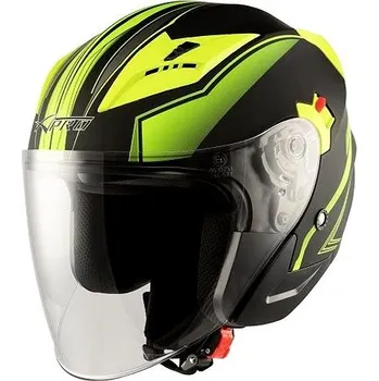 Helma na motorku A-PRO YORK YE žlutá fluo otevřená jet přilba ,XL