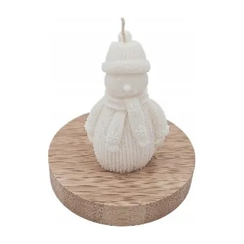 Svíčka Sójová vonná svíčka 9 Cm 82,2 g Sněhulák v čepici a šále – Santalové dřevo