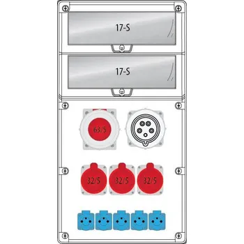 Rozvaděč Pawbol zásuvková rozvodnice R-BOX 740 (1x63A/5,3x32A/5, 5x230V, 1xWTP63/5), B.18.740-9