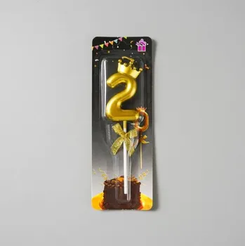 Dortová svíčka Dortisimo Svíčka zlatá s korunkou číslo 2