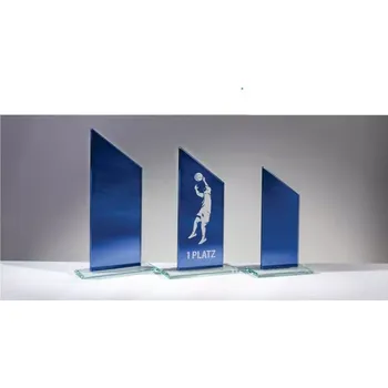 Skleněná plaketa modrá 68374