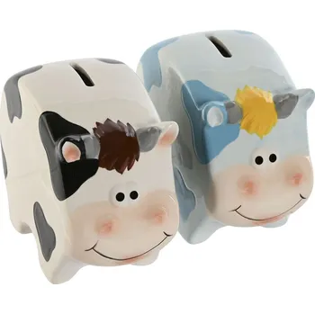 Pokladnička Pokladnička Home ESPRIT Kráva 16 x 7,5 x 12,5 cm (2 kusů) Dolomite