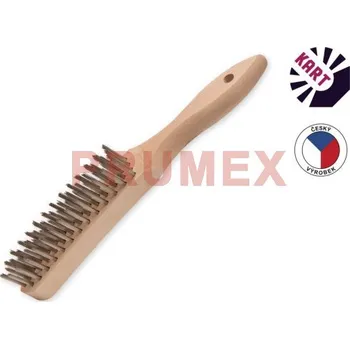 Drátěný kartáč Kartáč s dřevěnou rukojetí, 4-řadý nerezový hladký drát 0,35 mm/KART 1111038