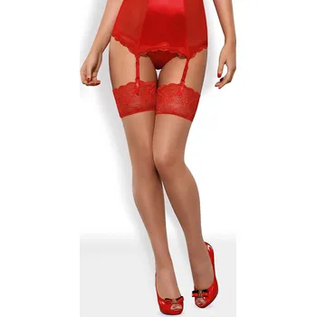 Dámské erotické punčochy Dámské samodržící punčochy Lovica stocking - OBSESSIVE červená S/M