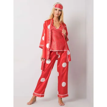 Dámské pyžamo Červený čtyřdílný set na spaní BR-KMPL-8526-red Velikost: S
