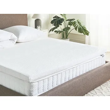 Matrace Vrchní matrace bílá gelová pěna polyesterový potah 180 x 200 cm komfortní vrstva podložka Beliani