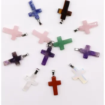 Drahý kámen Ancient Wisdom Přívěsek z drahého kamene Křížek Tygří oko, 1 ks