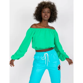 Zelená halenka se spadlými rameny -DHJ-BZ-6816.57-green Velikost: ONE SIZE