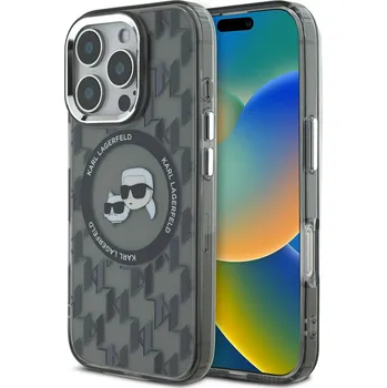 Pouzdro na mobilní telefon Karl Lagerfeld IML Monogram K&CH Heads MagSafe Zadní Kryt pro iPhone 16 Pro Barva: Černá