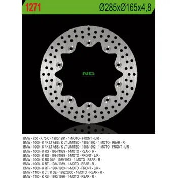 Brzda pro motocykl NG přední brzdový kotouč BMW K 75C/RT/S '94-'96, přední/zadní K 100 '84-'93, K1100 '92-'00 (285X165X4,8) (10X5,5MM)
