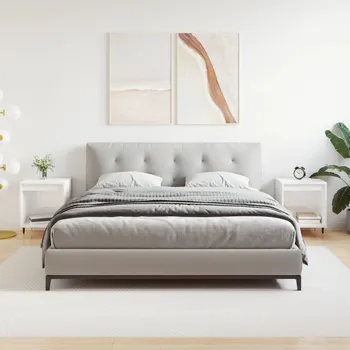 Noční stolek Nábytek XL Noční stolky 2 ks lesklé bílé 40 x 35 x 50 cm kompozitní dřevo 830705