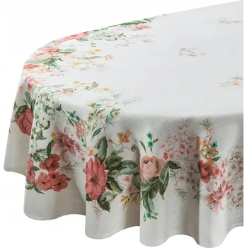 ubrus Oválný dekorativní ubrus 140x240 cm s květinovým vzorem, růžový