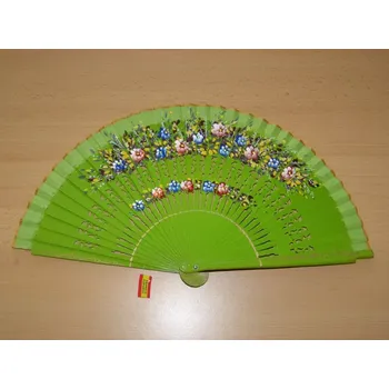 Karnevalový doplněk Vějíř dřevěný oboustranný - světle zelený - v7