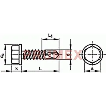 Šroub Šroub TEX šestihranný s límcem DIN 7504K 6,3x160 pozink