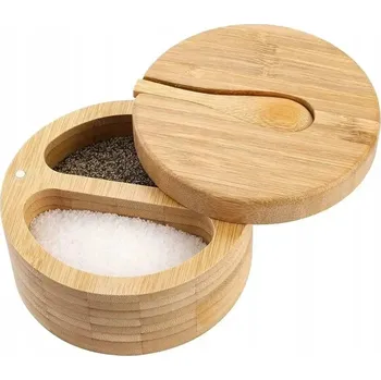 Dóza na potraviny Bambusová dóza na sůl a pepř s víčkem a lžičkou, elegantní