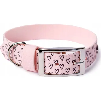 Obojek pro psa Obojek s přezkou Hexa, malé srdíčko, vel. L, pastelově růžový