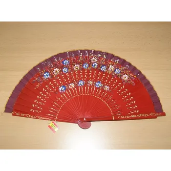 Karnevalový doplněk Vějíř dřevěný oboustranný - vínový - v28