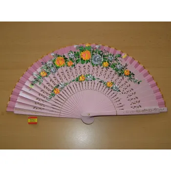 Karnevalový doplněk Vějíř dřevěný oboustranný - světle růžový - v32