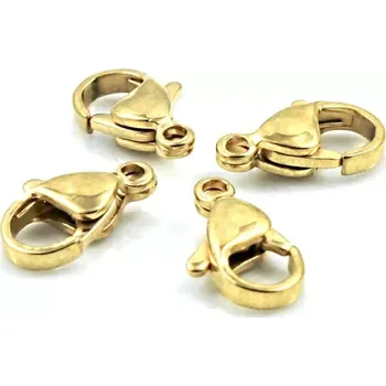 Materiál na výrobu šperku Zapínání karabinky 12mm nerezová ocel zlatá - 1 ks