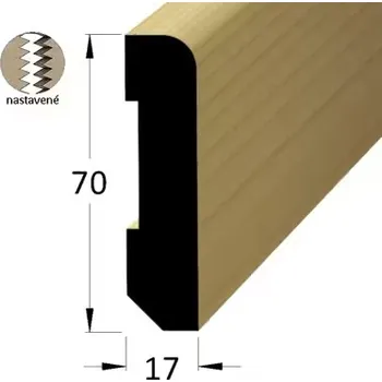 soklová lišta NOVÁK Podlahová - soklová lišta 70x17 smrk surový cinkovaný, 2,4m 2281