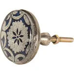 Kovová úchytka s modrým ornamentem III – Ø 5*8 cm