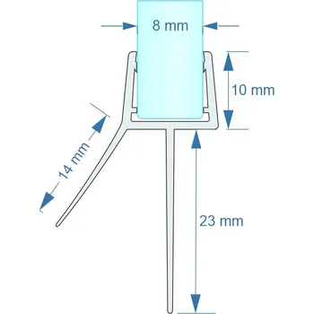 Těsnění s okapnicí do sprchového koutu nebo na dveře 8mm - pero 23mm