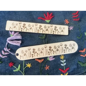 Doplněk ke knize Dřevěná záložka do knihy s lučním kvítím Zaoblená bez střapce