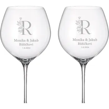 Sklenice Dekorant Svatební sklenice na červené víno NOVOMANŽELÉ 750 ml 2KS