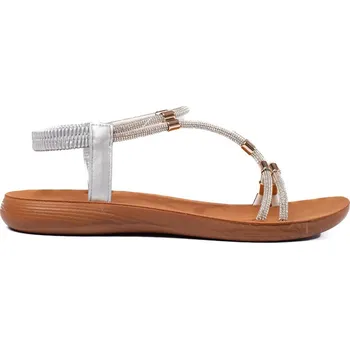 Dámské sandále Stříbrné ploché sandály se zlatými prvky 1612S Velikost: 36