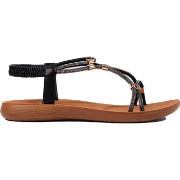 Dámské sandále Černé lesklé ploché sandály 1612B/B Velikost: 37